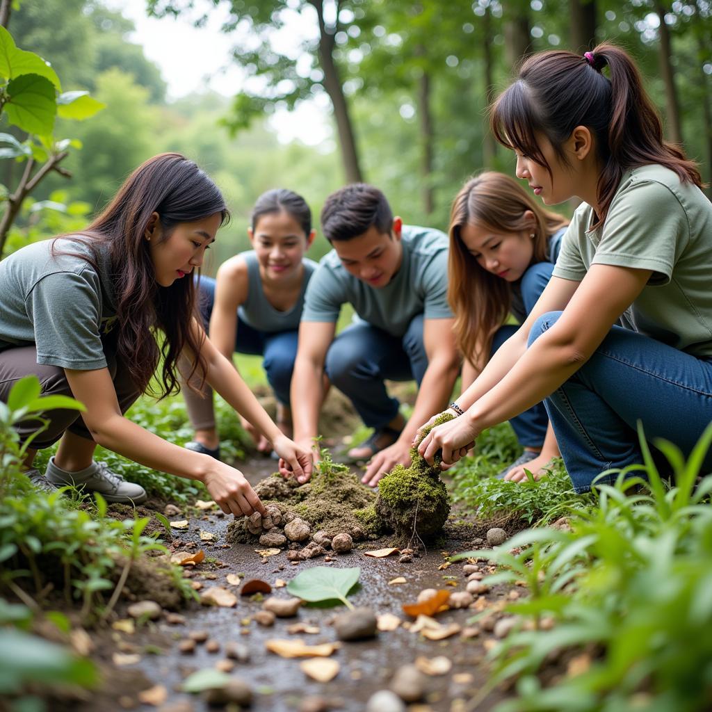 Young people participating in volunteer activities