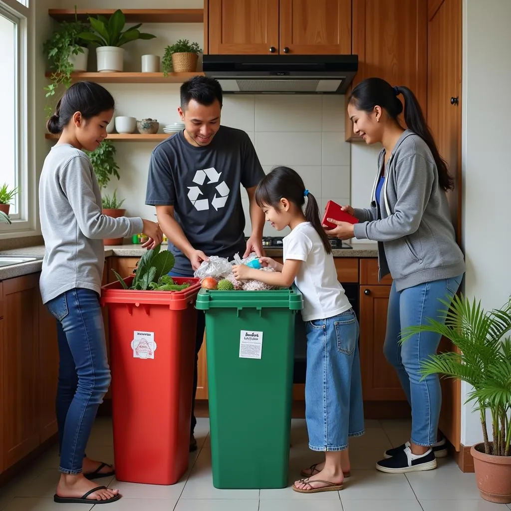 Gia đình phân loại rác