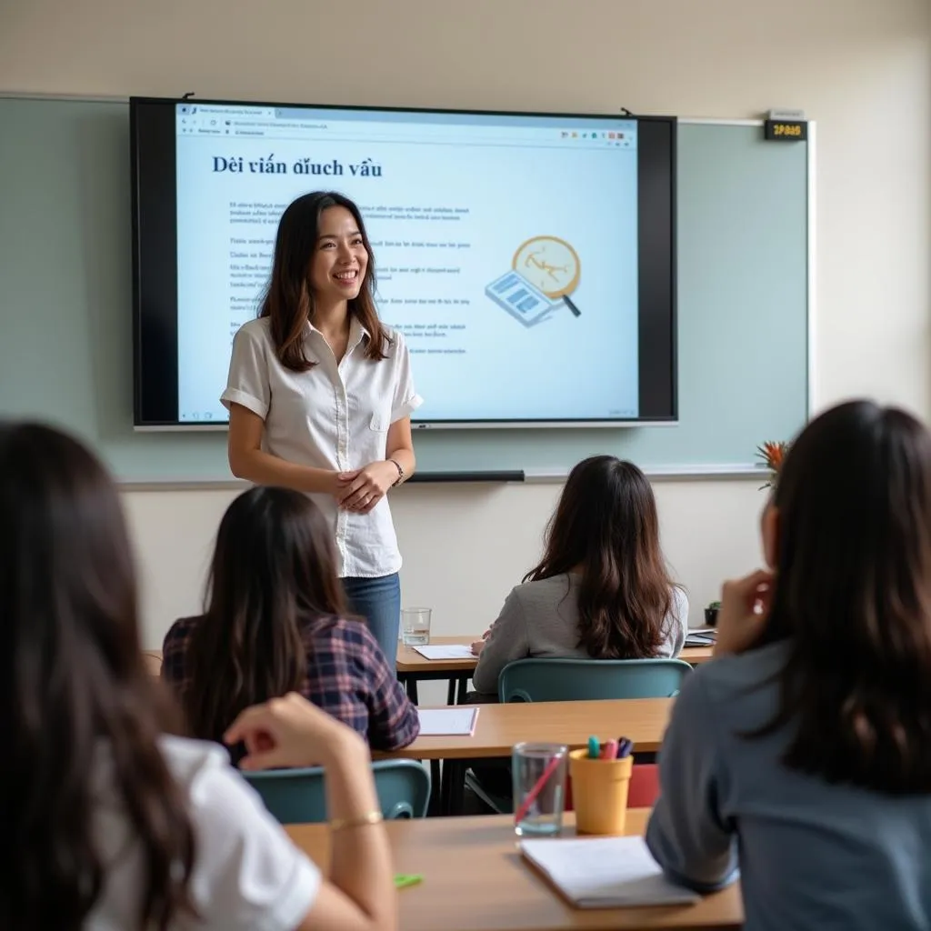 Giáo viên đang giảng bài