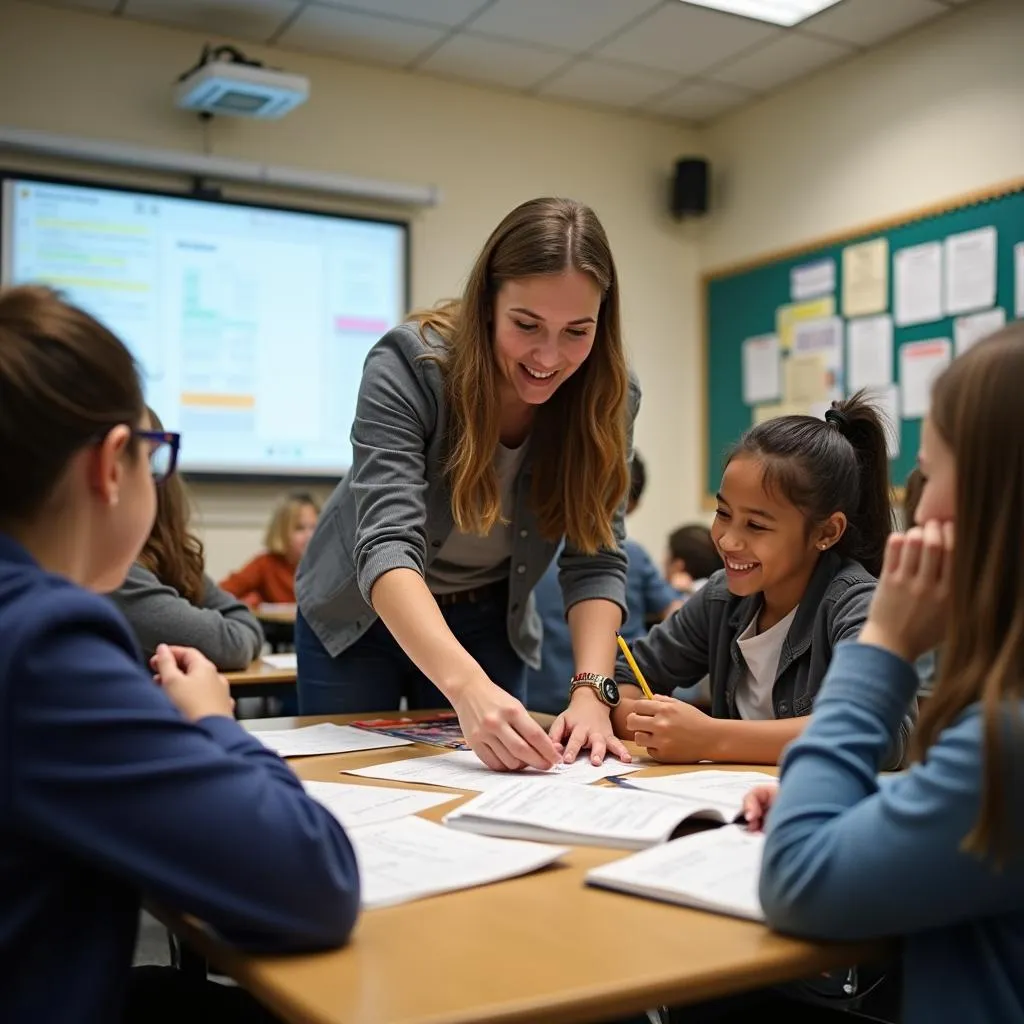 Teachers and students participating in an interactive learning activity