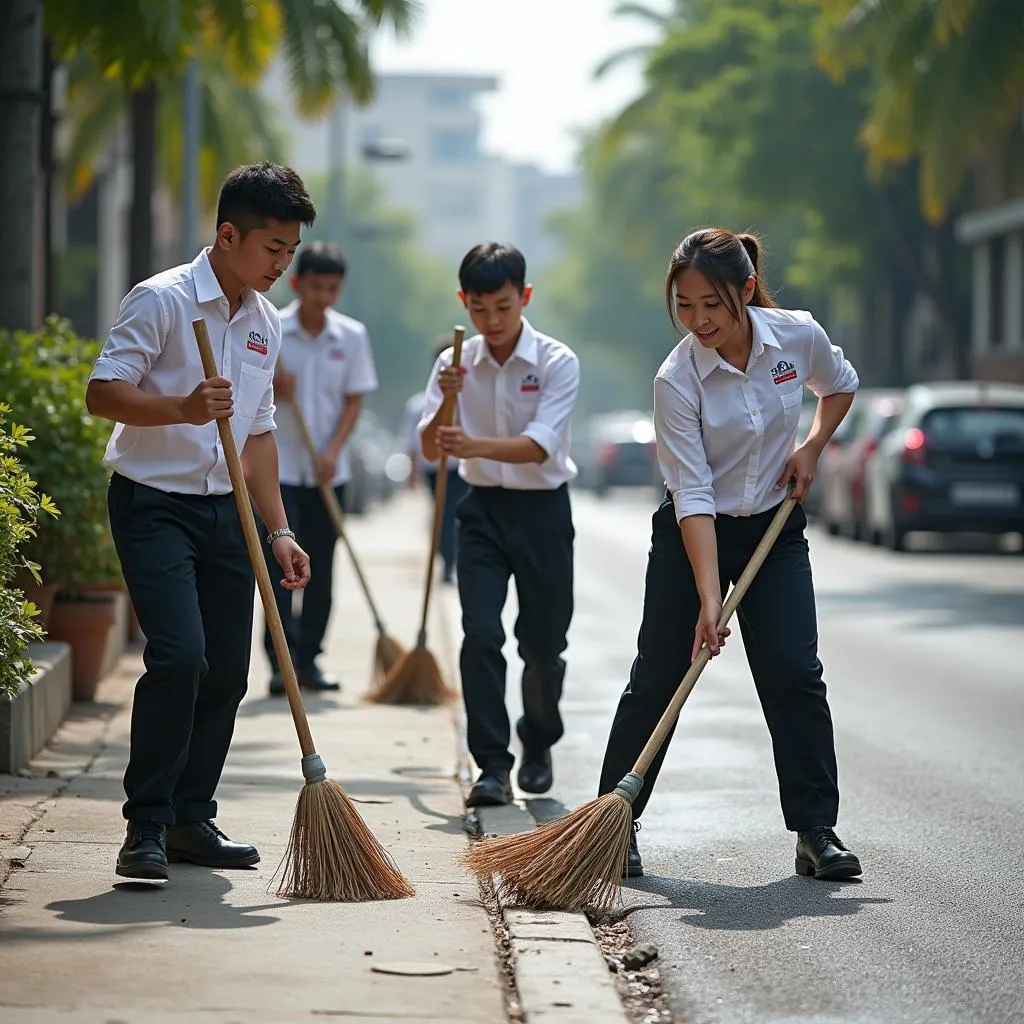 Học sinh tham gia lao động