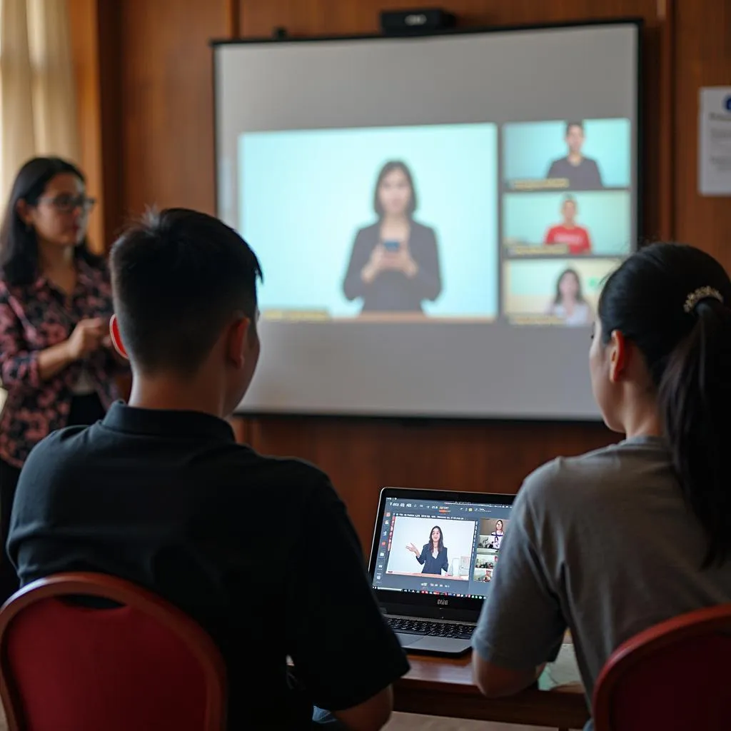 Giáo viên và học sinh huyện Kim Bảng tham gia lớp học trực tuyến