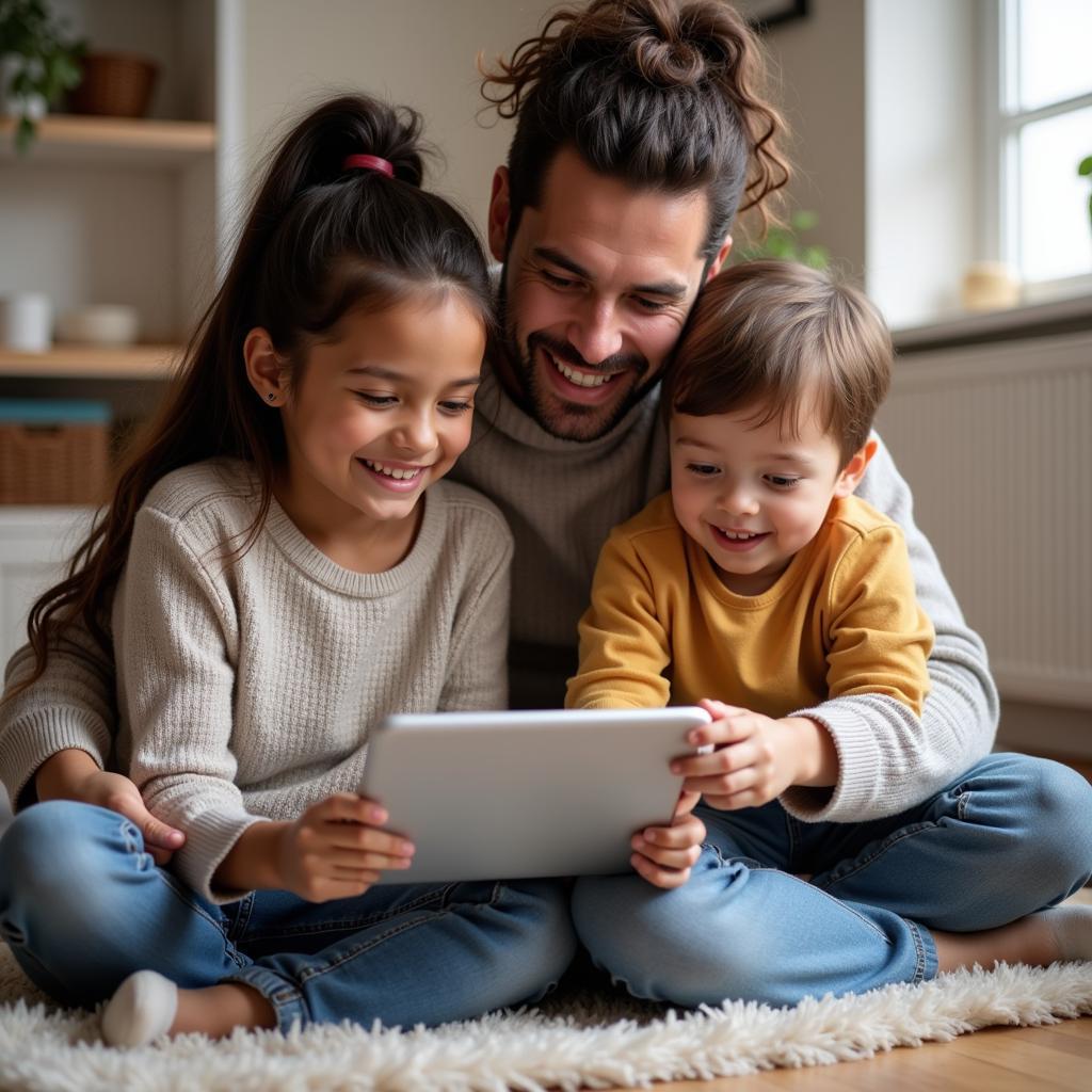 Parent and child playing educational games