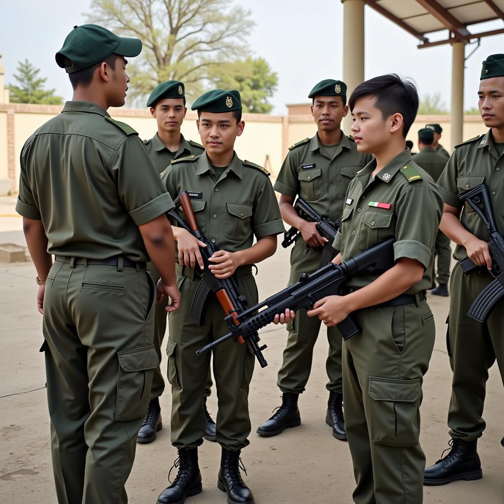 Sinh viên Fpoly trong buổi học Giáo dục Quốc phòng