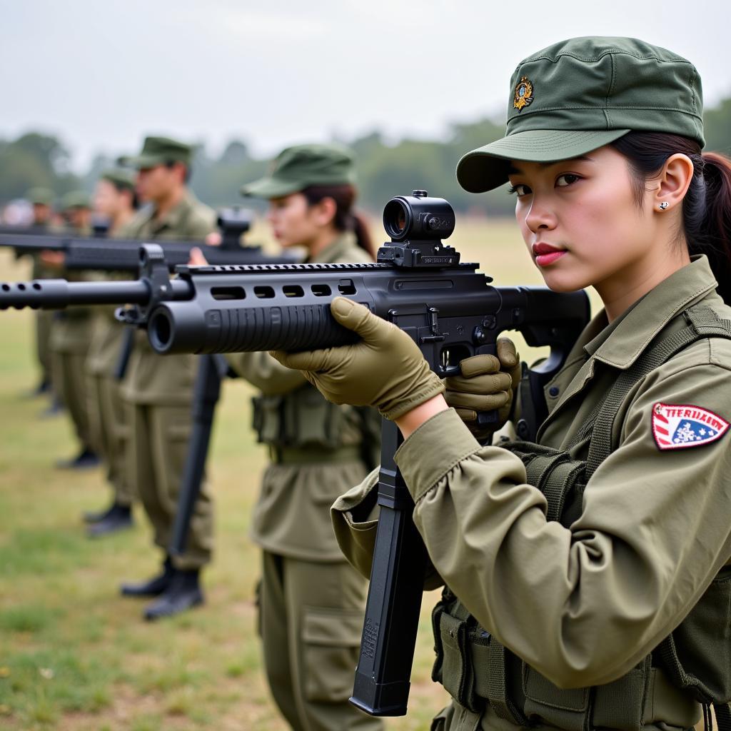 Sinh viên tham gia huấn luyện quốc phòng