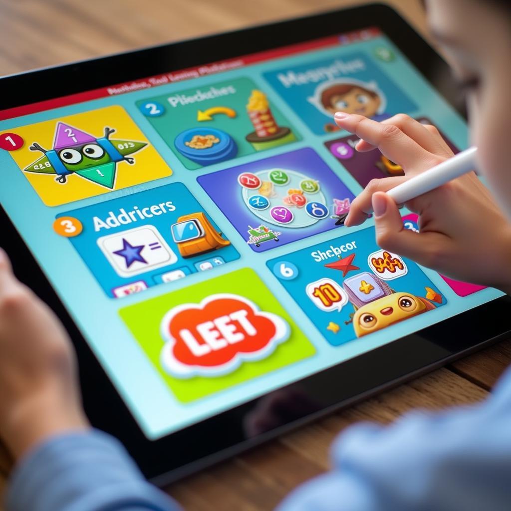 Educational game app on a tablet