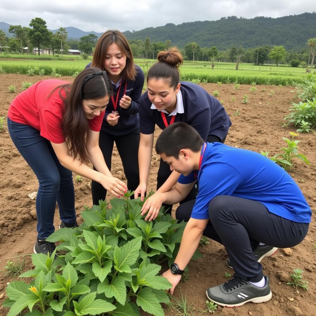 Hình ảnh học sinh tham gia chương trình giáo dục trải nghiệm tại Củ Chi