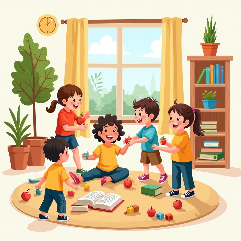 Trẻ em vui chơi và học tập trong môi trường Montessori