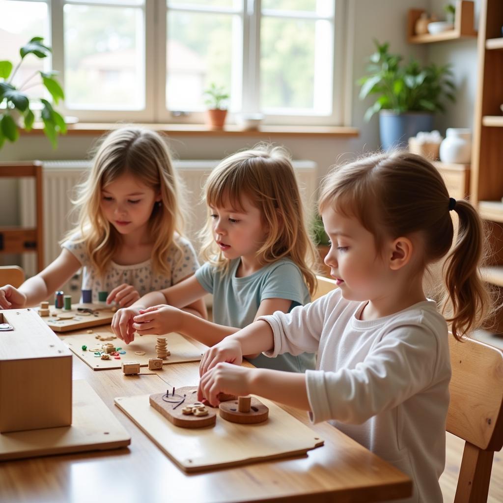 Trẻ em học tập trong môi trường Montessori