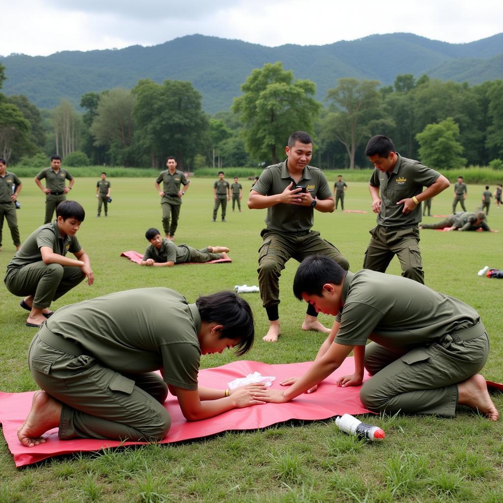 Hình ảnh thanh niên tham gia huấn luyện quốc phòng