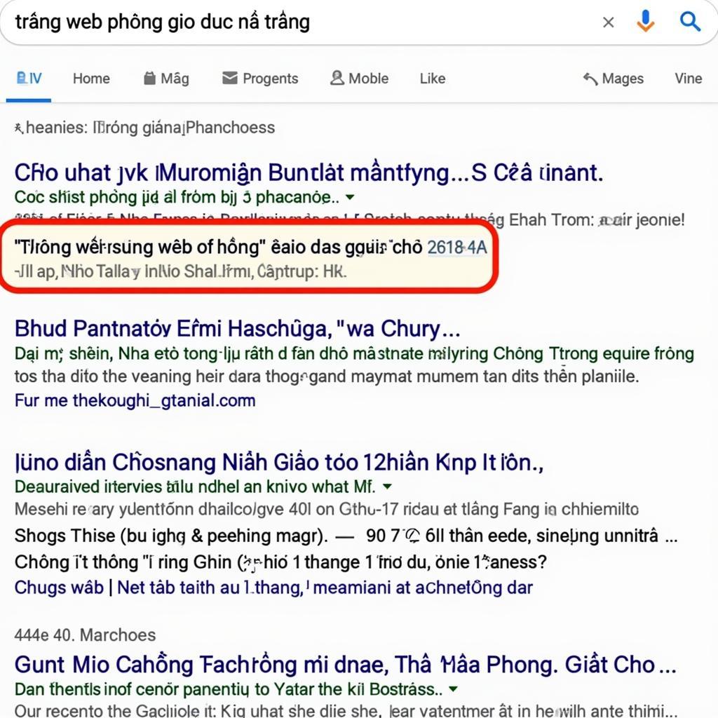 Hình ảnh minh họa về việc tìm kiếm trang web Phòng Giáo Dục.