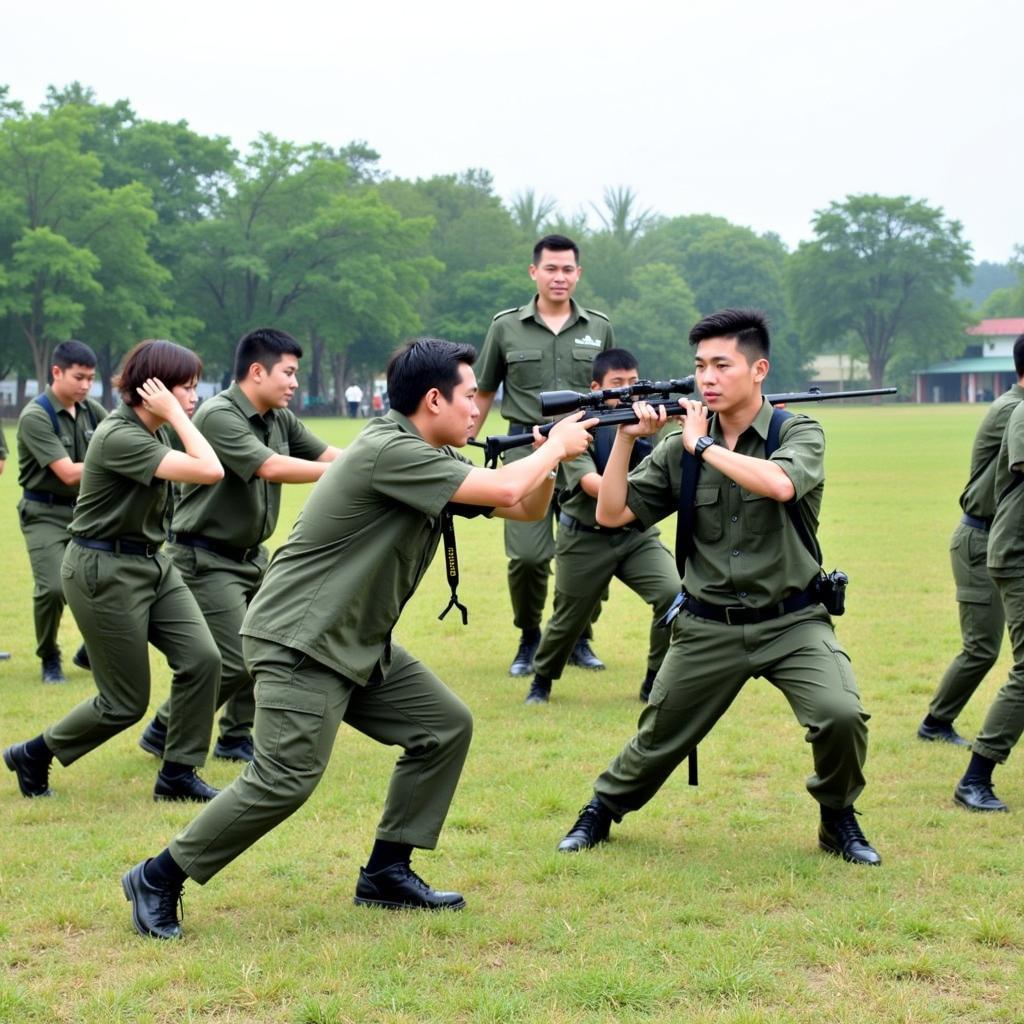 Sinh viên tham gia khóa hướng dẫn quốc phòng tại Thái Nguyên